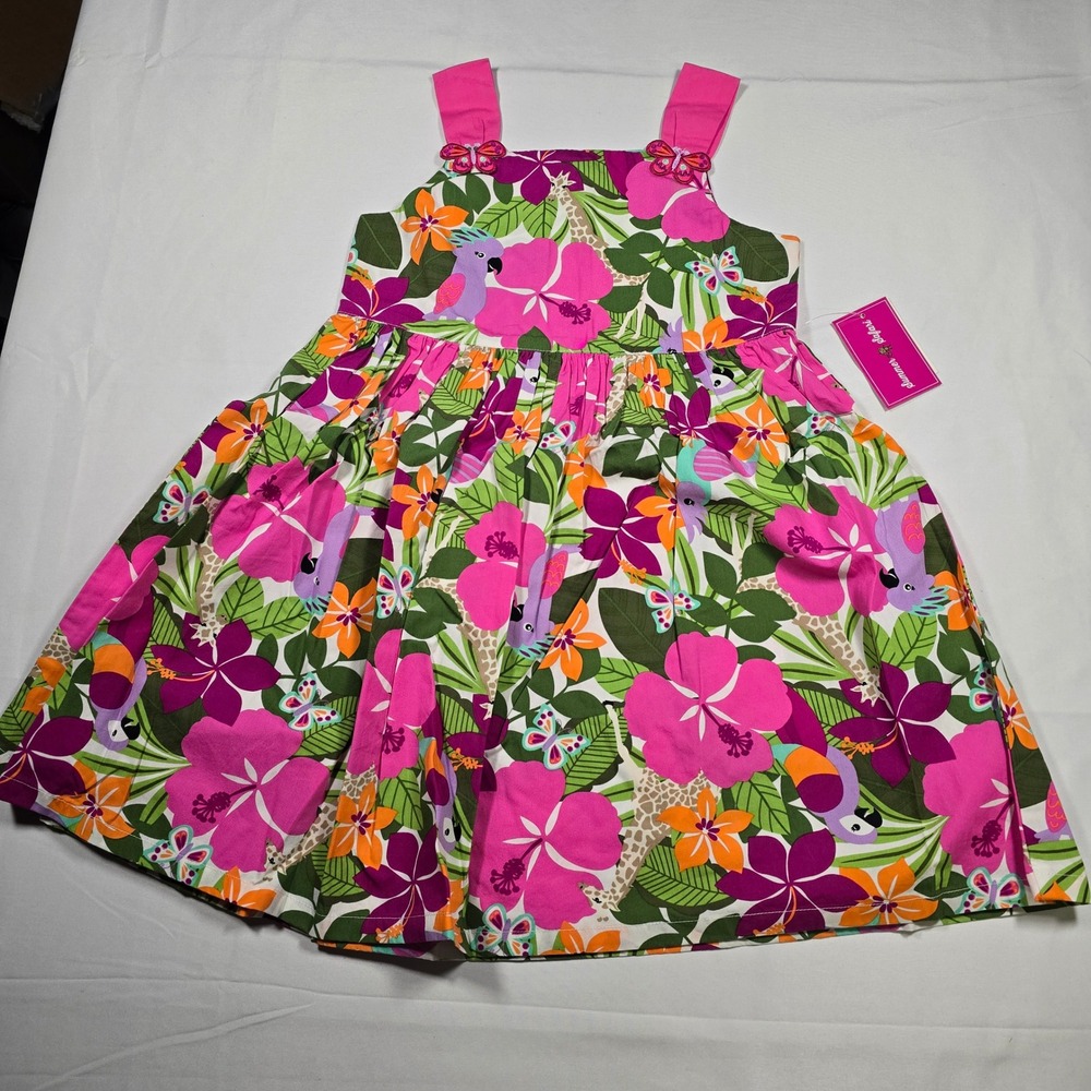 Gymboree Tropical Giraffe Parrot‎ Dress Girls 4T NWT Summer Vacation Outfit